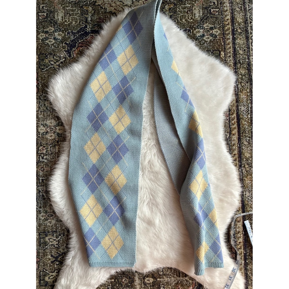 Light Blue Argyle Knit Scarf - Picture 6 of 7